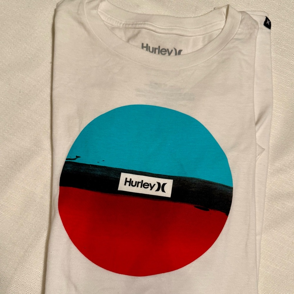 Mens  White  Hurley  Surf Short  Sleeve T-shirt  Size Large  Cotton  Logos C22